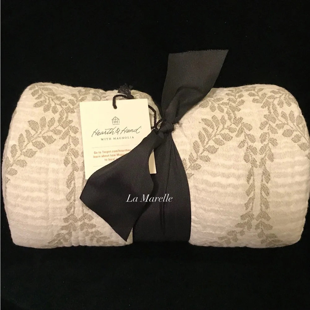 Trellis Pattern Cotton Throw Blanket Green/Cream - Hearth & Hand with Magnolia